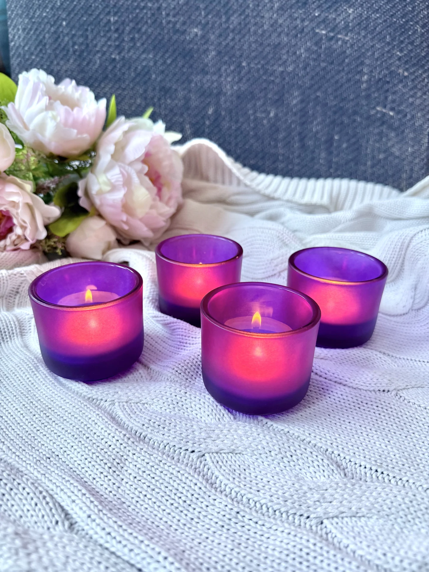 Подсвечник Ikea матовое цветное стекло 4шт - миниатюра 3