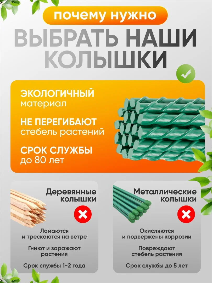 Композитные садовые колышки Ф10 мм, 20 штук - миниатюра 6