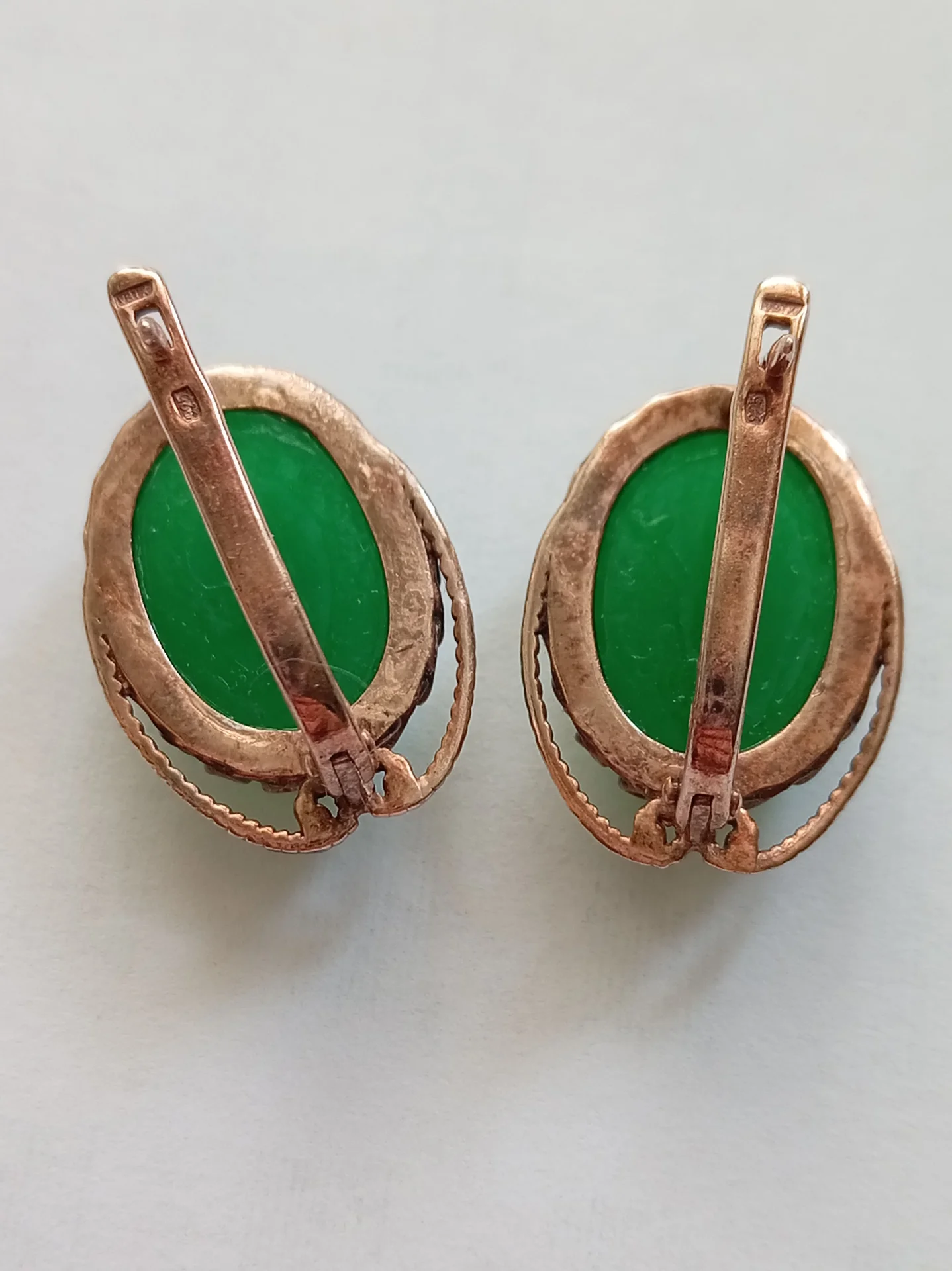 Серебряные серьги с агатом винтаж - миниатюра 6
