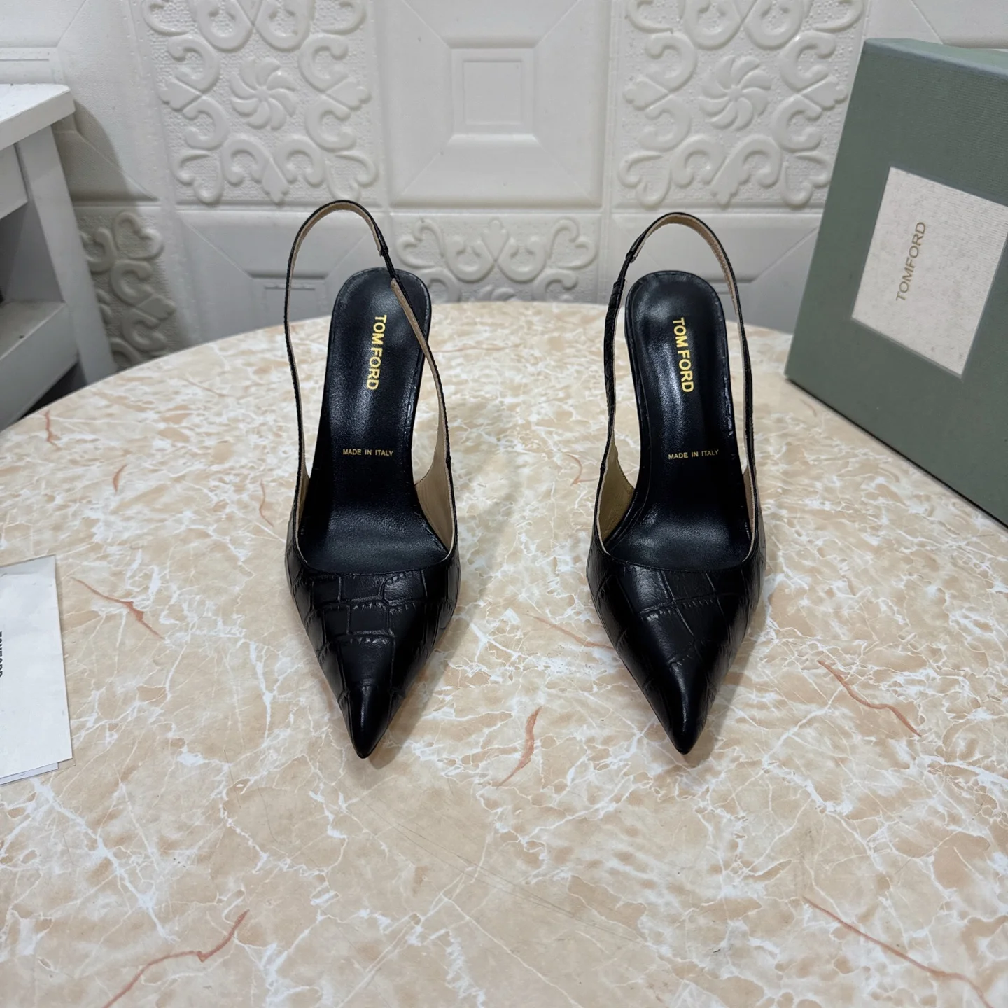 Женские туфли Tom Ford черные на каблуке 10,5 см