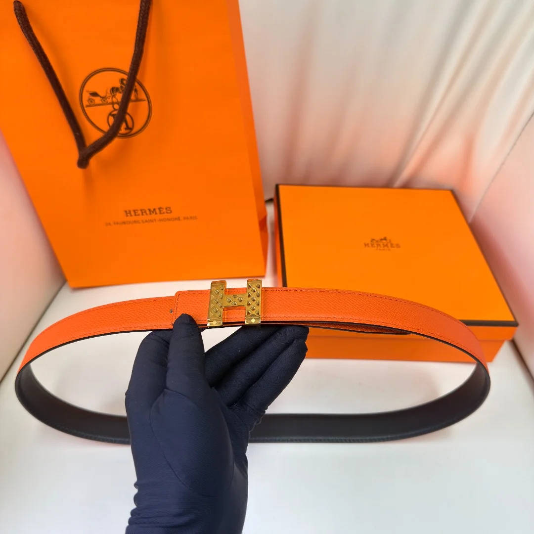 Ремень Hermes женский оранжевый Epsom - изображение 1