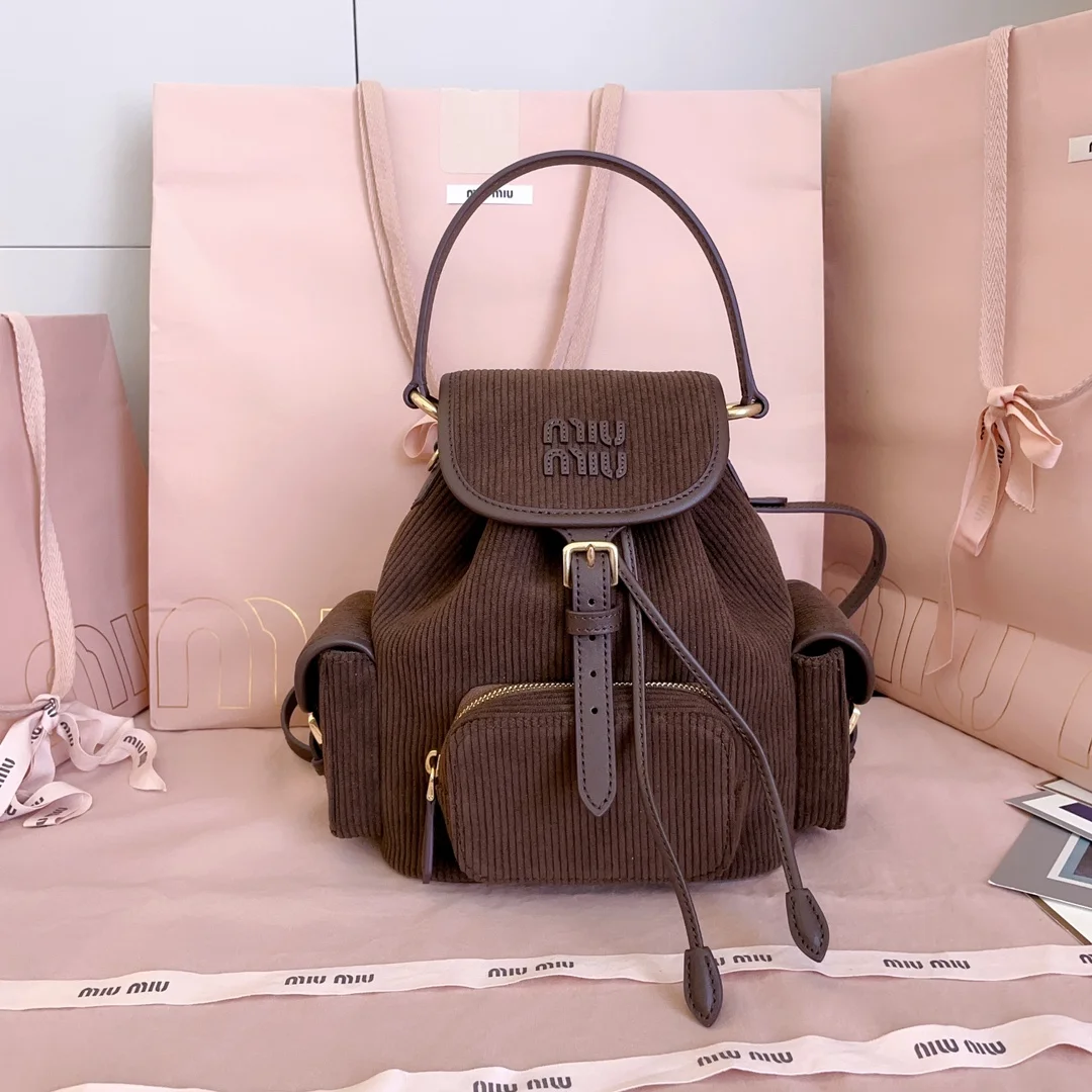 Рюкзак Miu Miu коричневый вельветовый - изображение 1