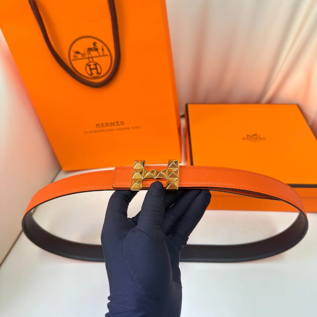 Ремень Hermes женский оранжевый из кожи Epsom - изображение 1