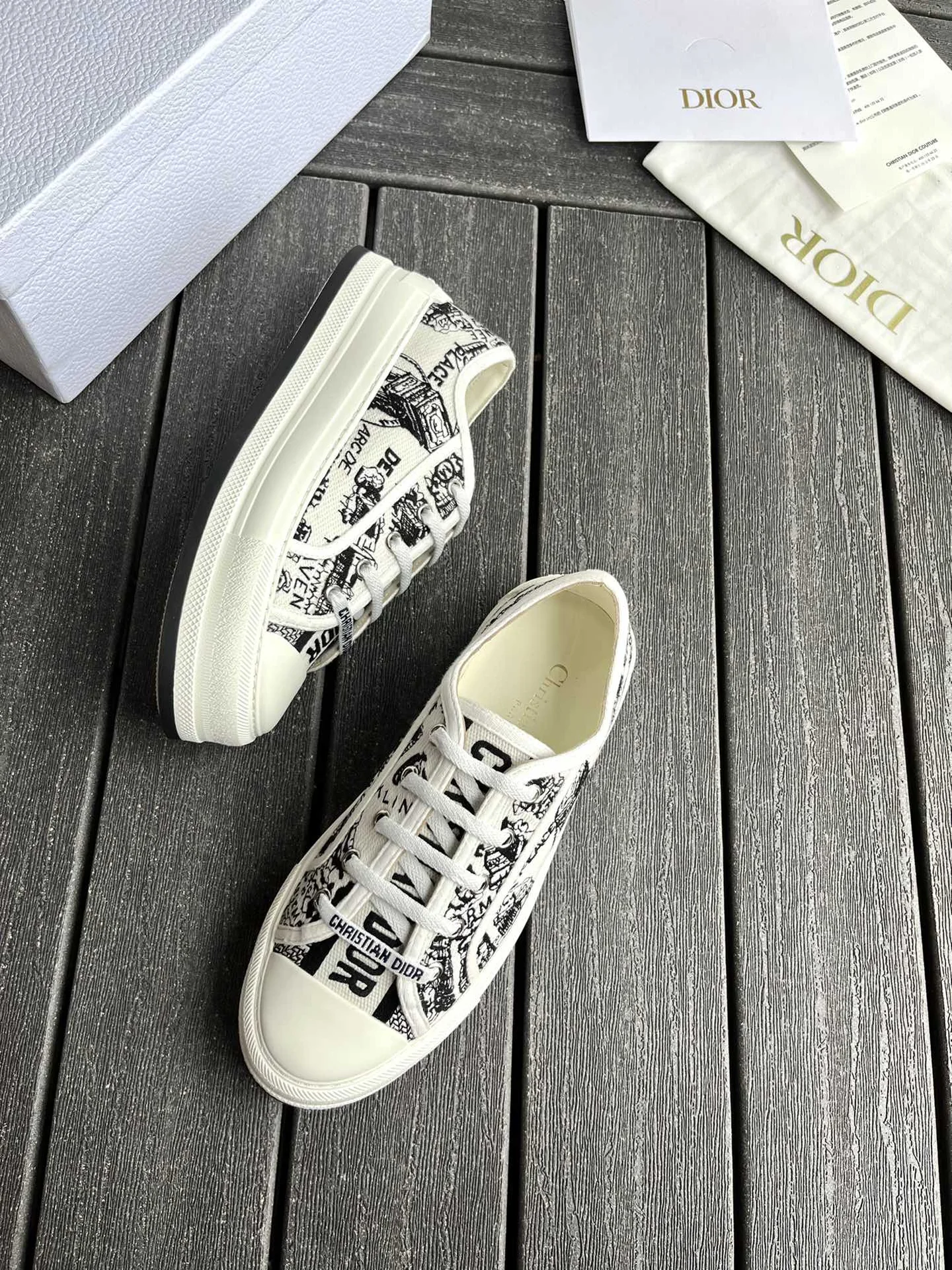 Женские кроссовки Dior White Oblique с утолщенной подошвой