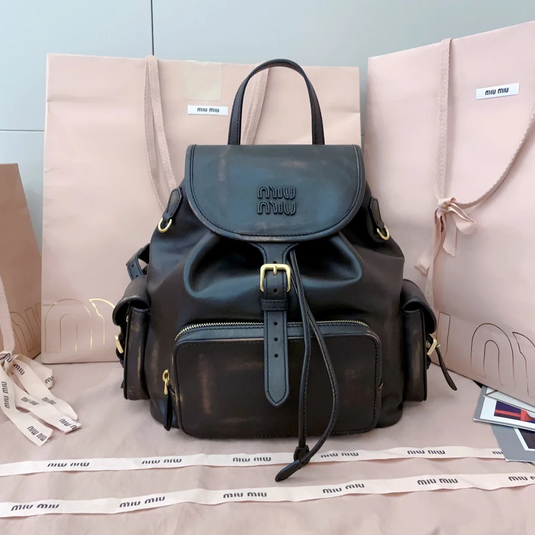 Кожаный рюкзак Miu Miu, черный - изображение 1