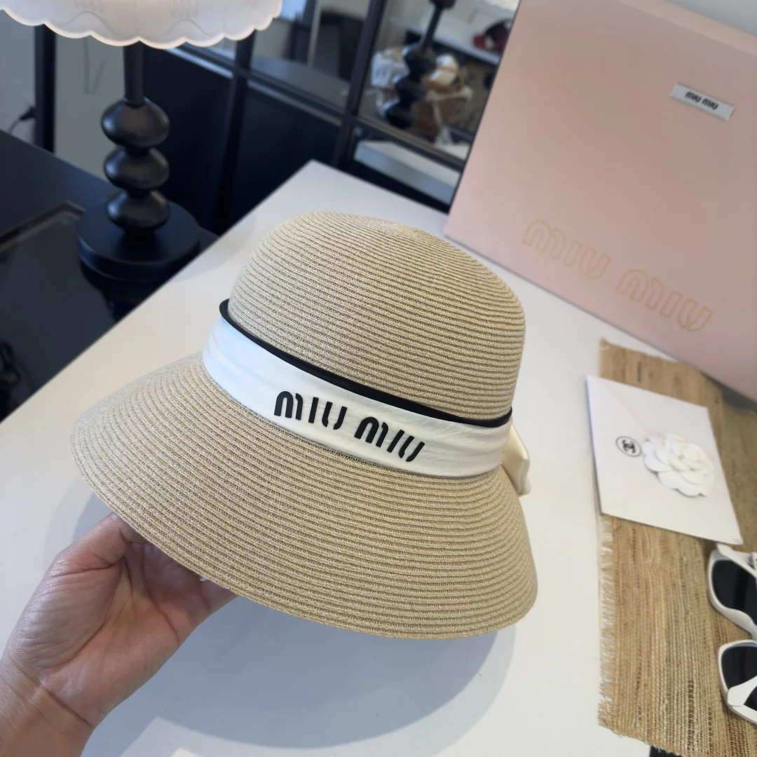 Женская соломенная шляпа Miu Miu с лентой - изображение 1