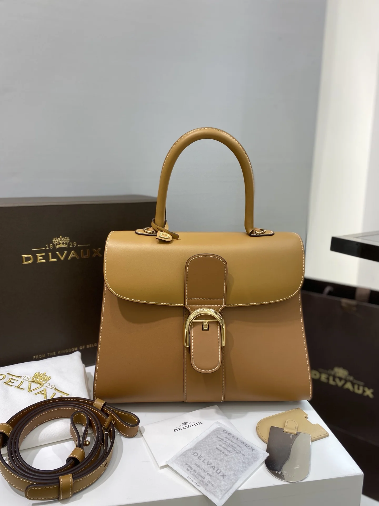 Сумка DELVAUX двухцветная карамель/коричневая - изображение 1