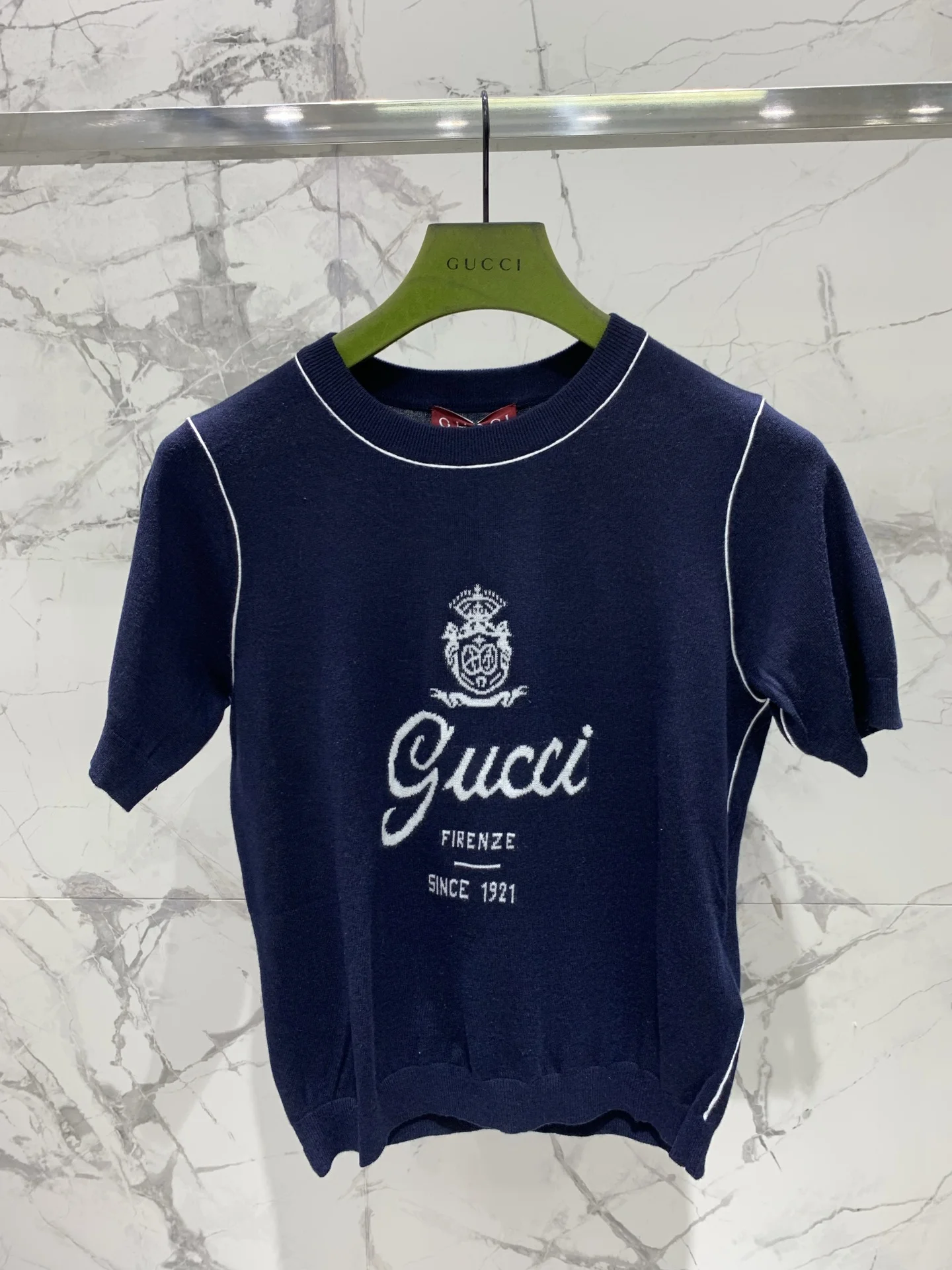 Футболка синяя с логотипом Gucci