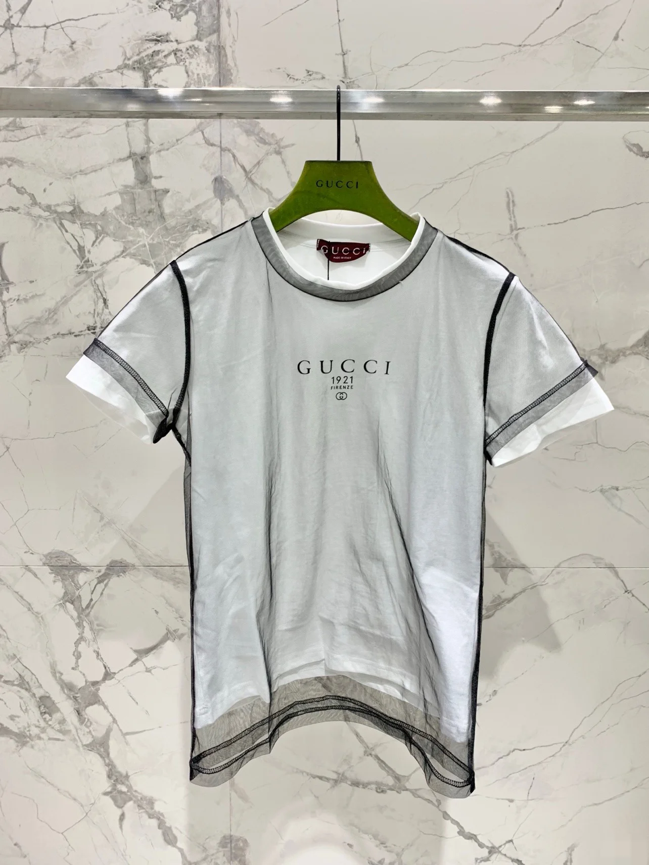 Футболка женская двойная с логотипом Gucci