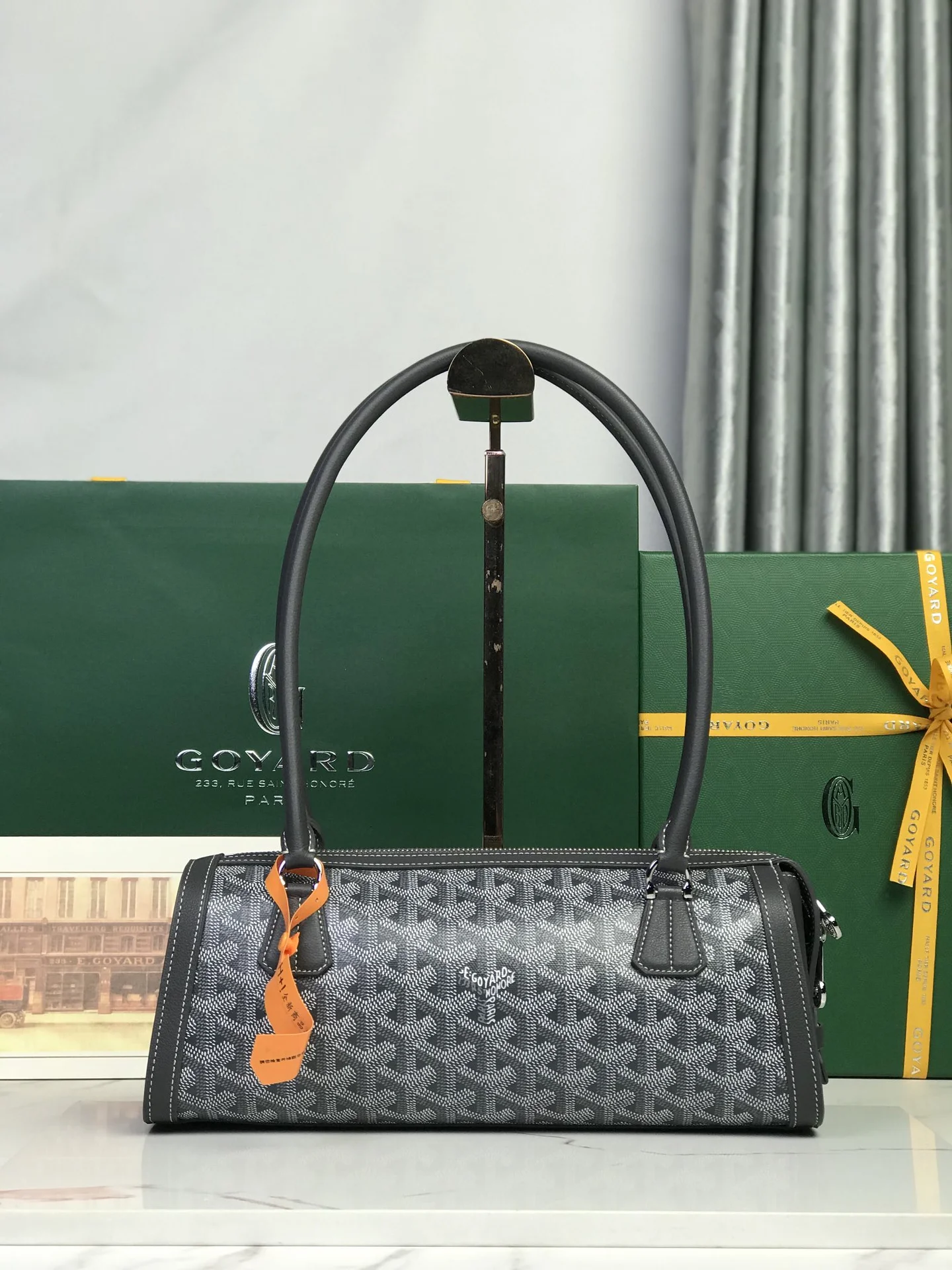 Сумка Goyard Bonbonniere с ручками, темно-серая - изображение 1