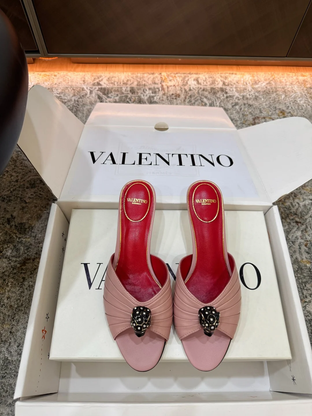 Женские мюли Valentino из натуральной кожи на высоком каблуке