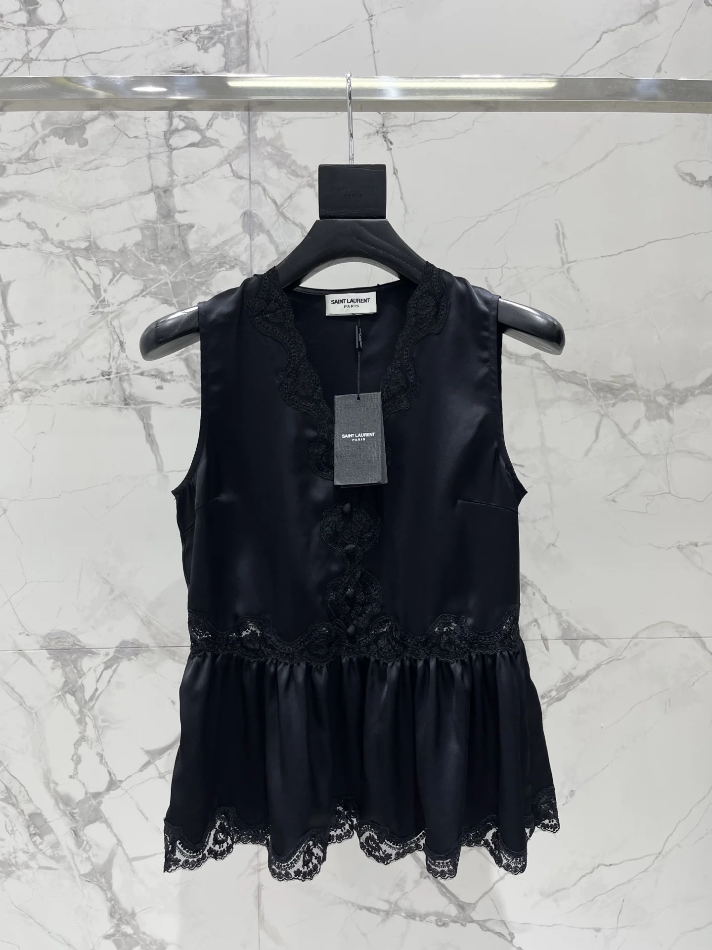 Топ из ацетата с кружевом Saint Laurent - изображение 1