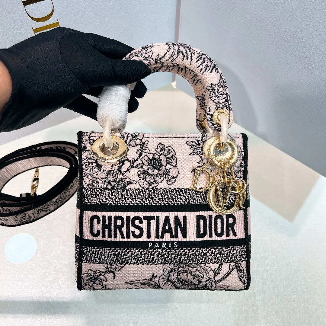 Женская сумка Christian Dior Lady D-Lite с цветочным принтом