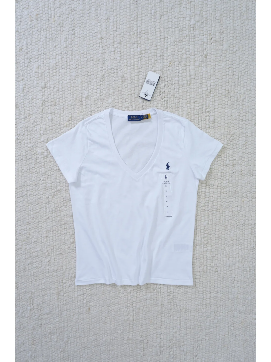 Футболка Polo Ralph Lauren женская белая V-вырез - изображение 1