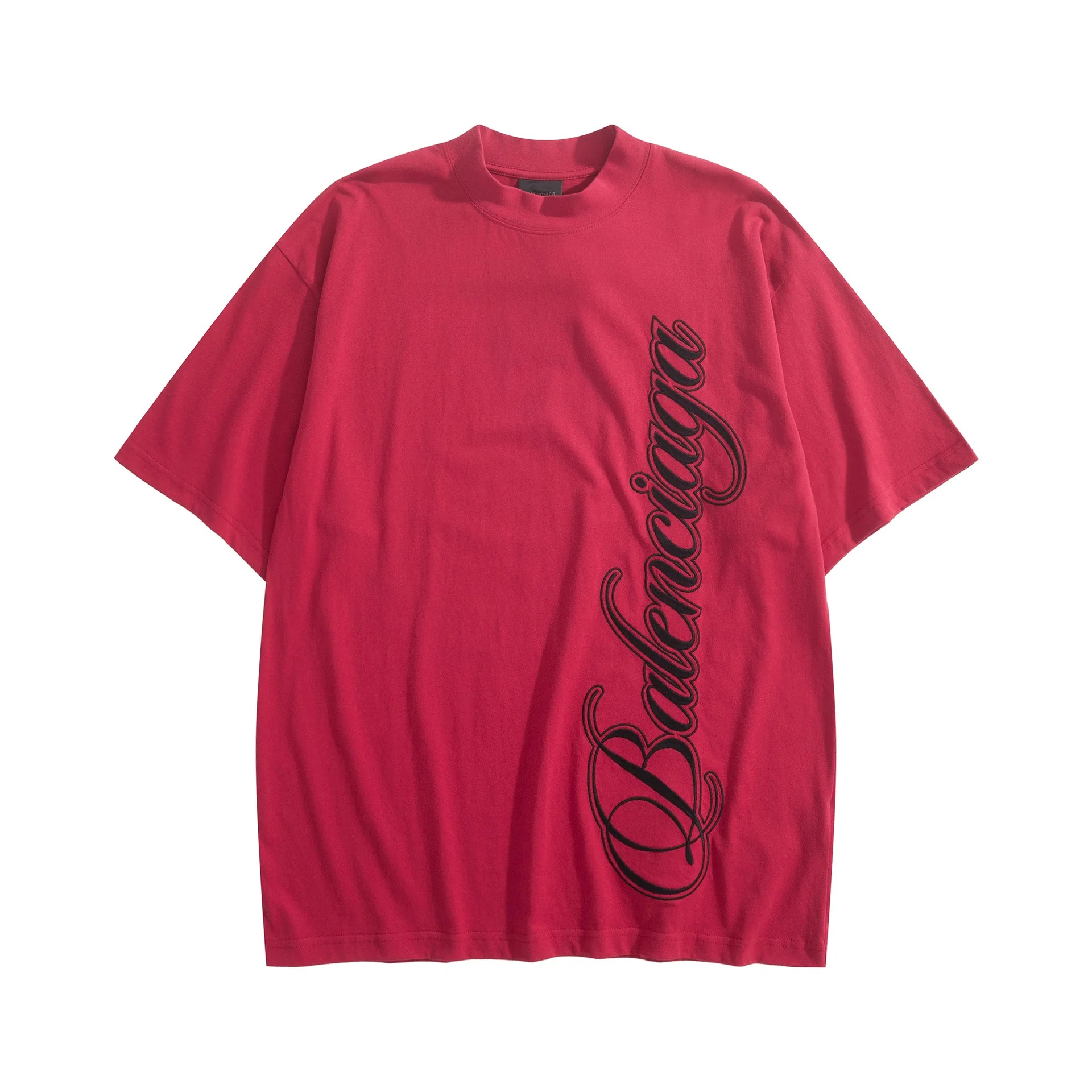 Женская футболка Balenciaga розового цвета с логотипом cursive