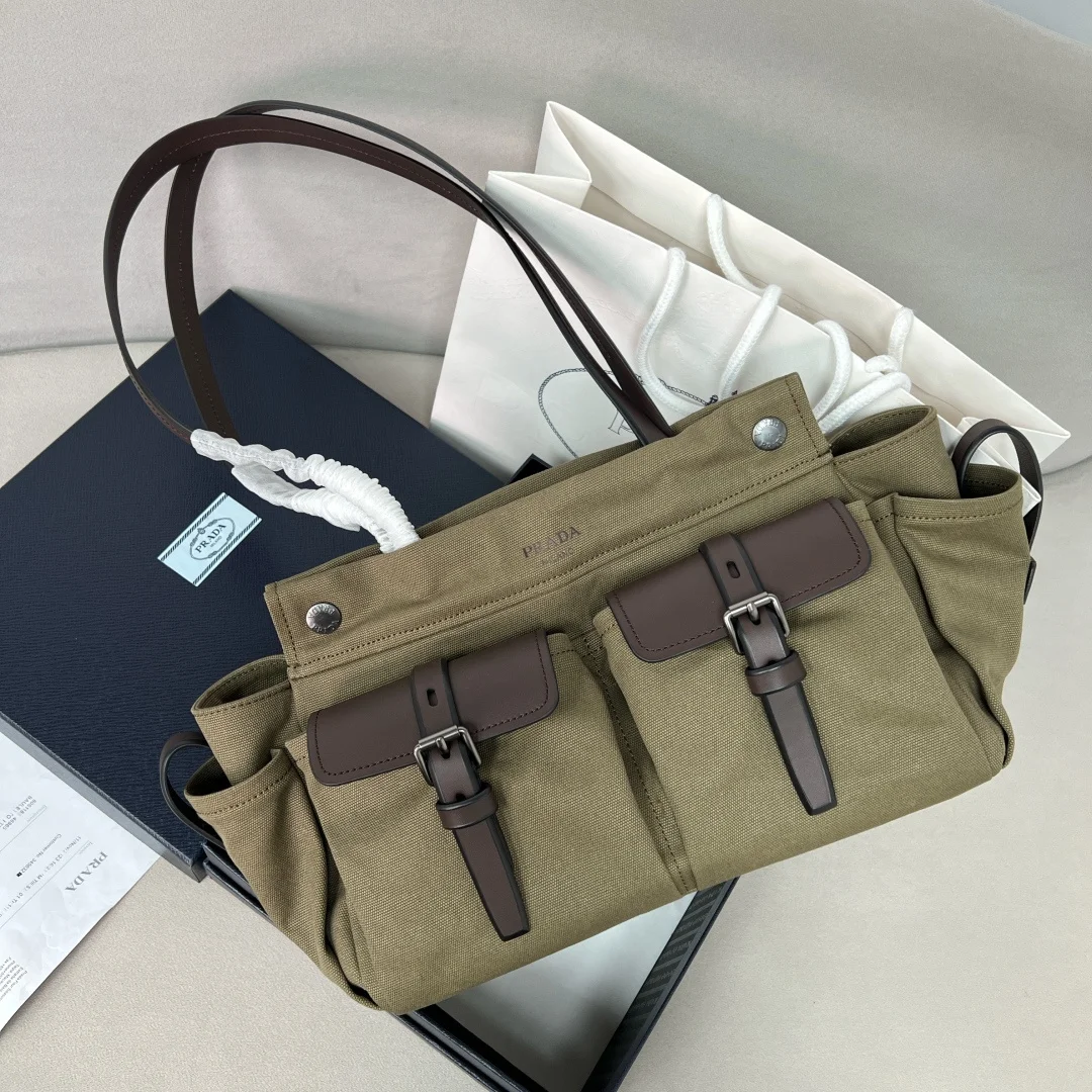 Сумка Prada Route холщовая средняя - изображение 1