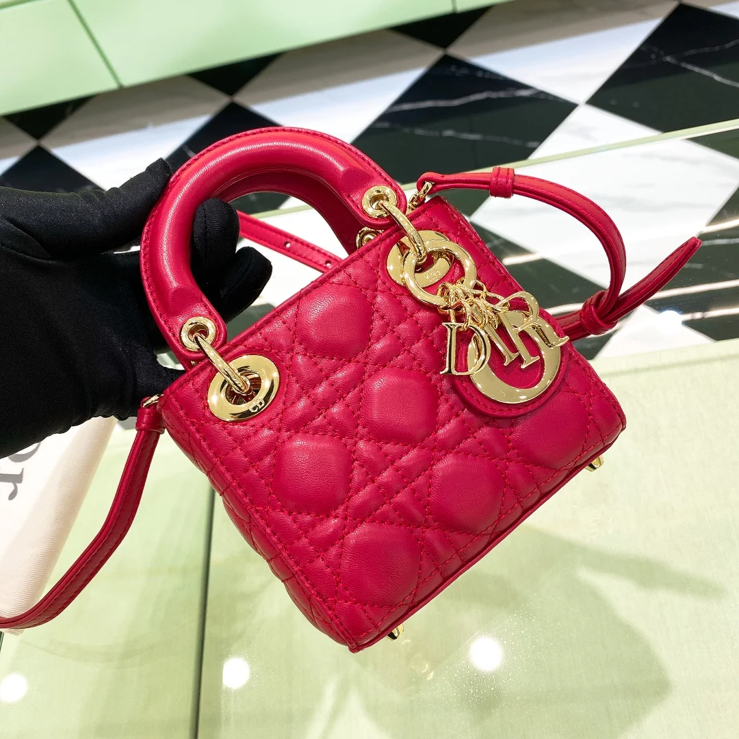 Мини-сумка Lady Dior розового цвета - изображение 1