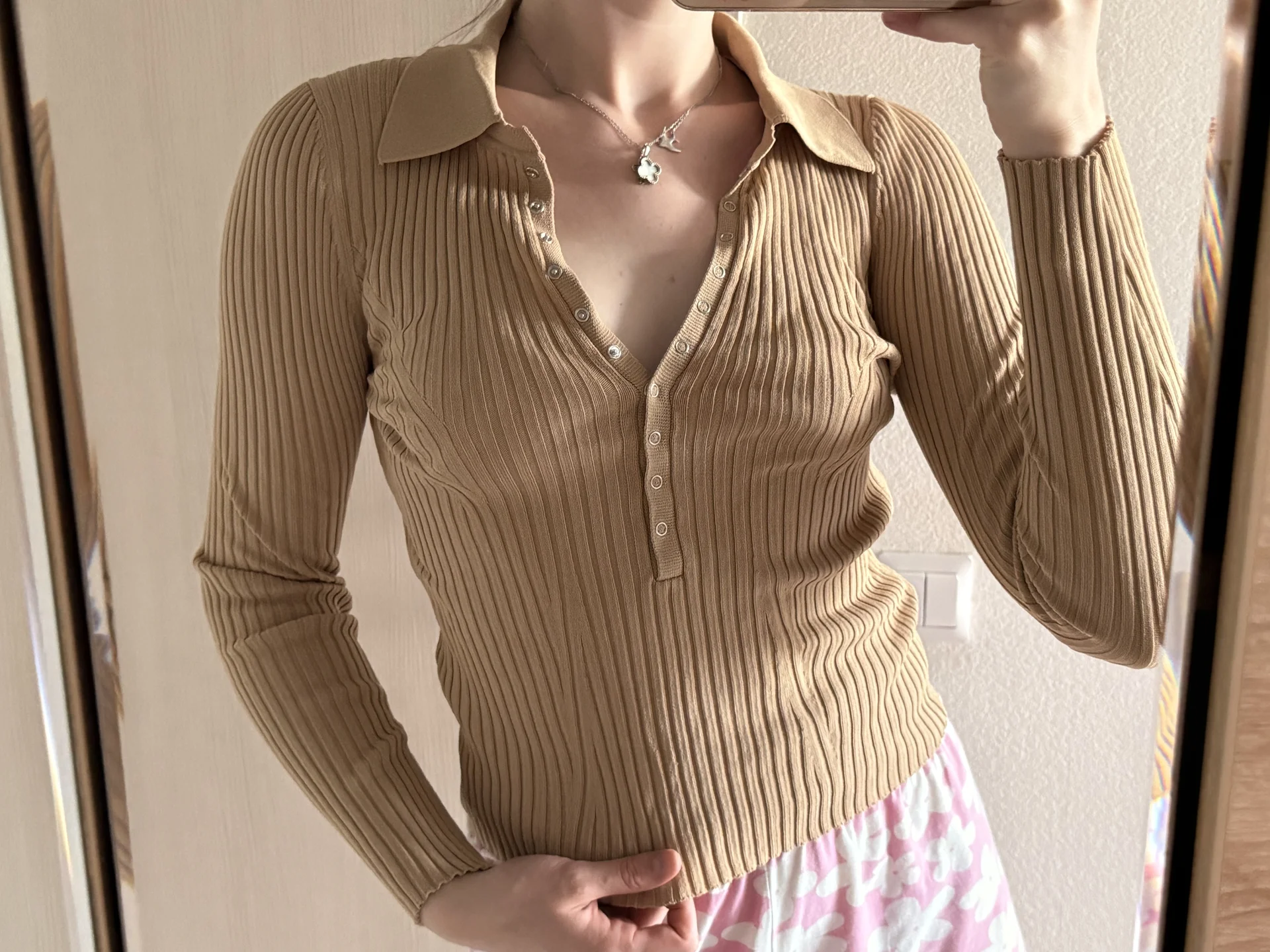 Бежевый женский лонгслив Zara - изображение 1