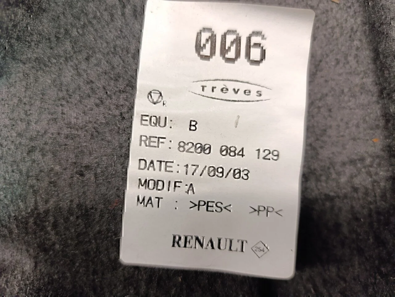 Покрытие напольное (ковролин) RENAULT Scenic 2003-2009 - миниатюра 10