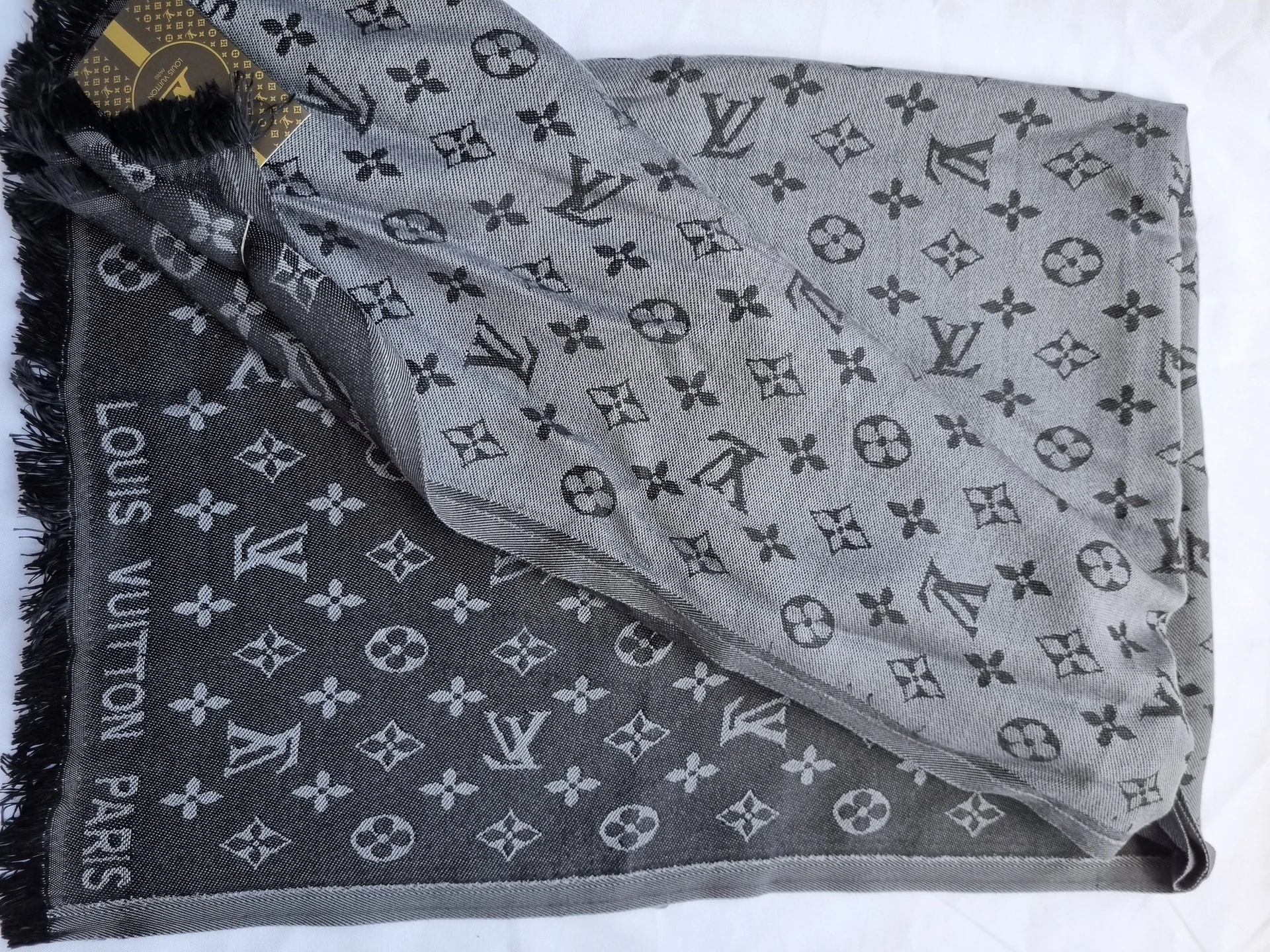 Шарф палантин Louis vuitton серый новый - миниатюра 4