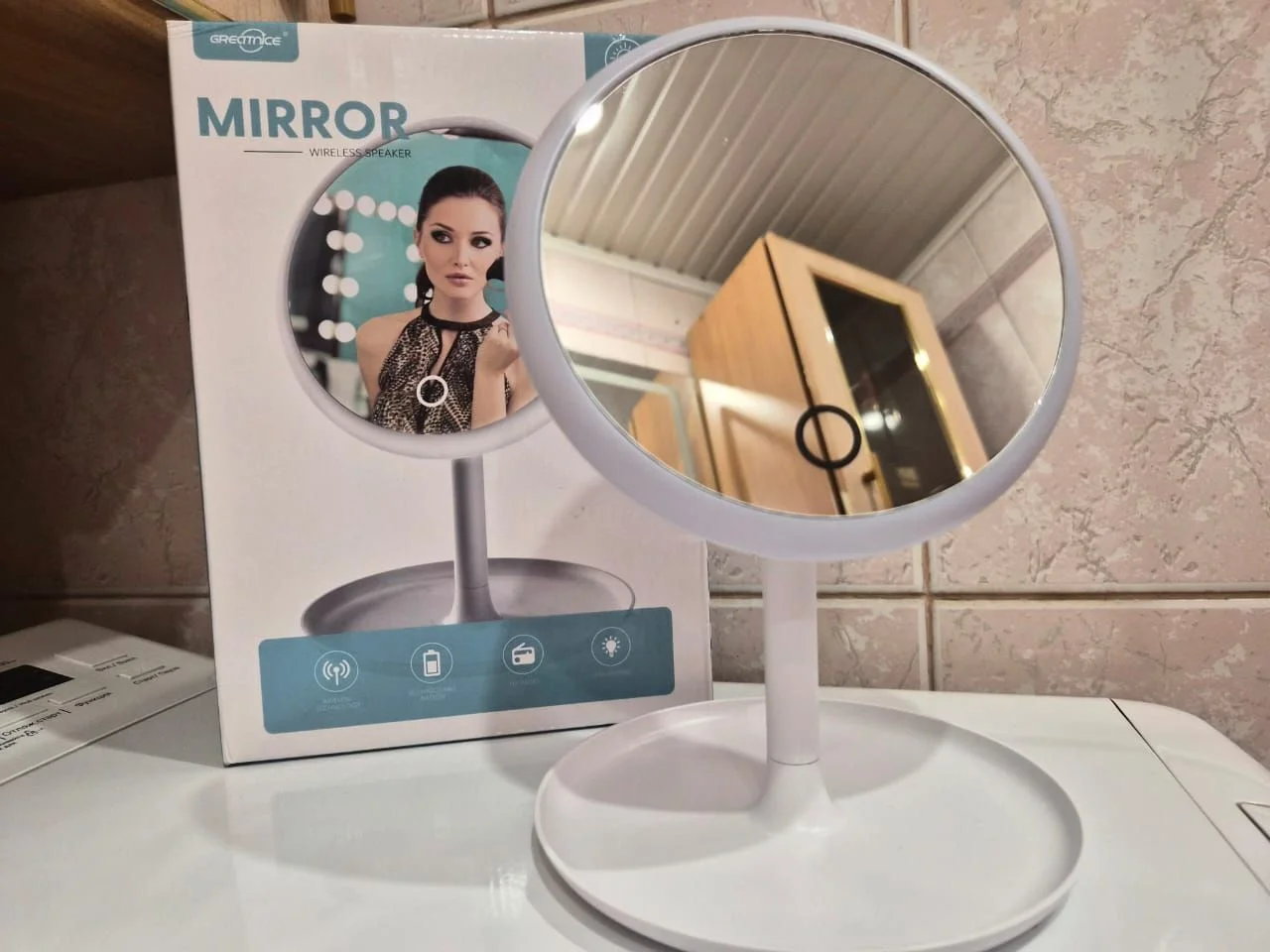 Зеркало с LED - подсветкой и колонкой для макияжа - миниатюра 14