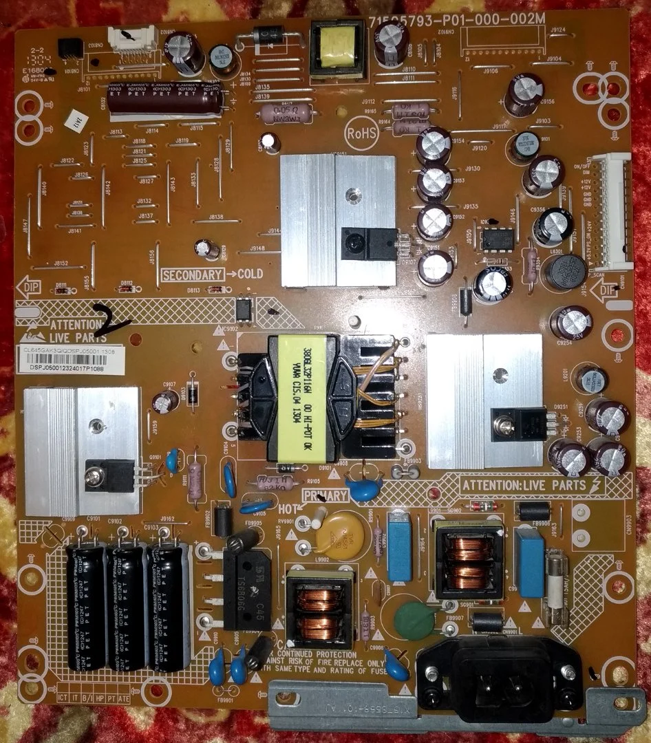 Блок питания от телевизора Philips 32PFL5018T/60 с раздавленной матрицей 715G5793-P01-000-002M