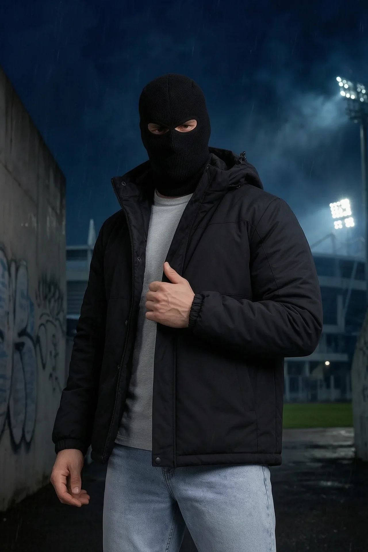 Куртка «ZADIRA х AWAYDAY» / black / размер 56 (XXL) / garage sale #2 / дефект: нет верхней кнопки