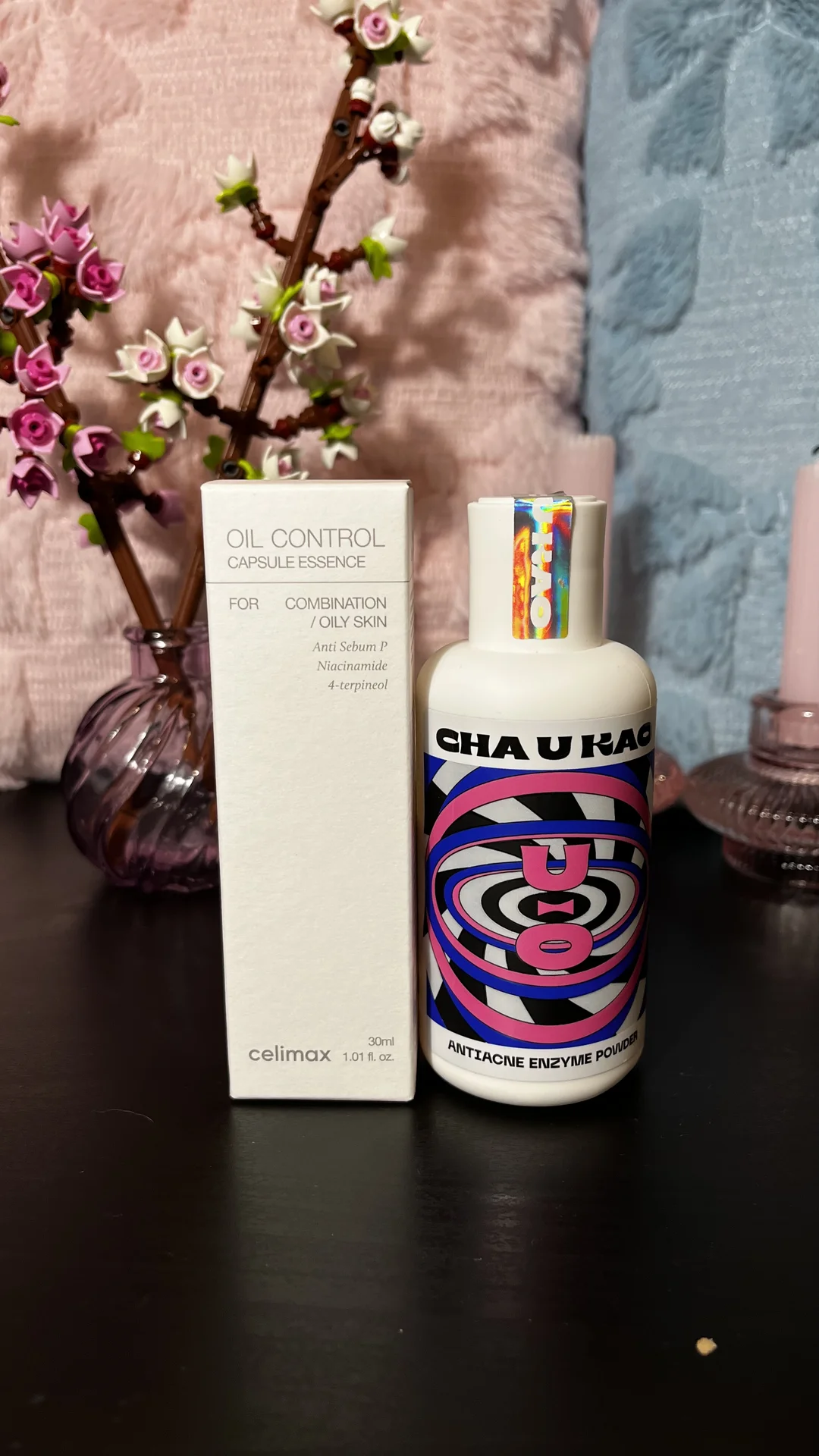Эссенция Celimax Oil Control Capsule Essence + Энзимная пудра Cha U Kao ANTIACNE