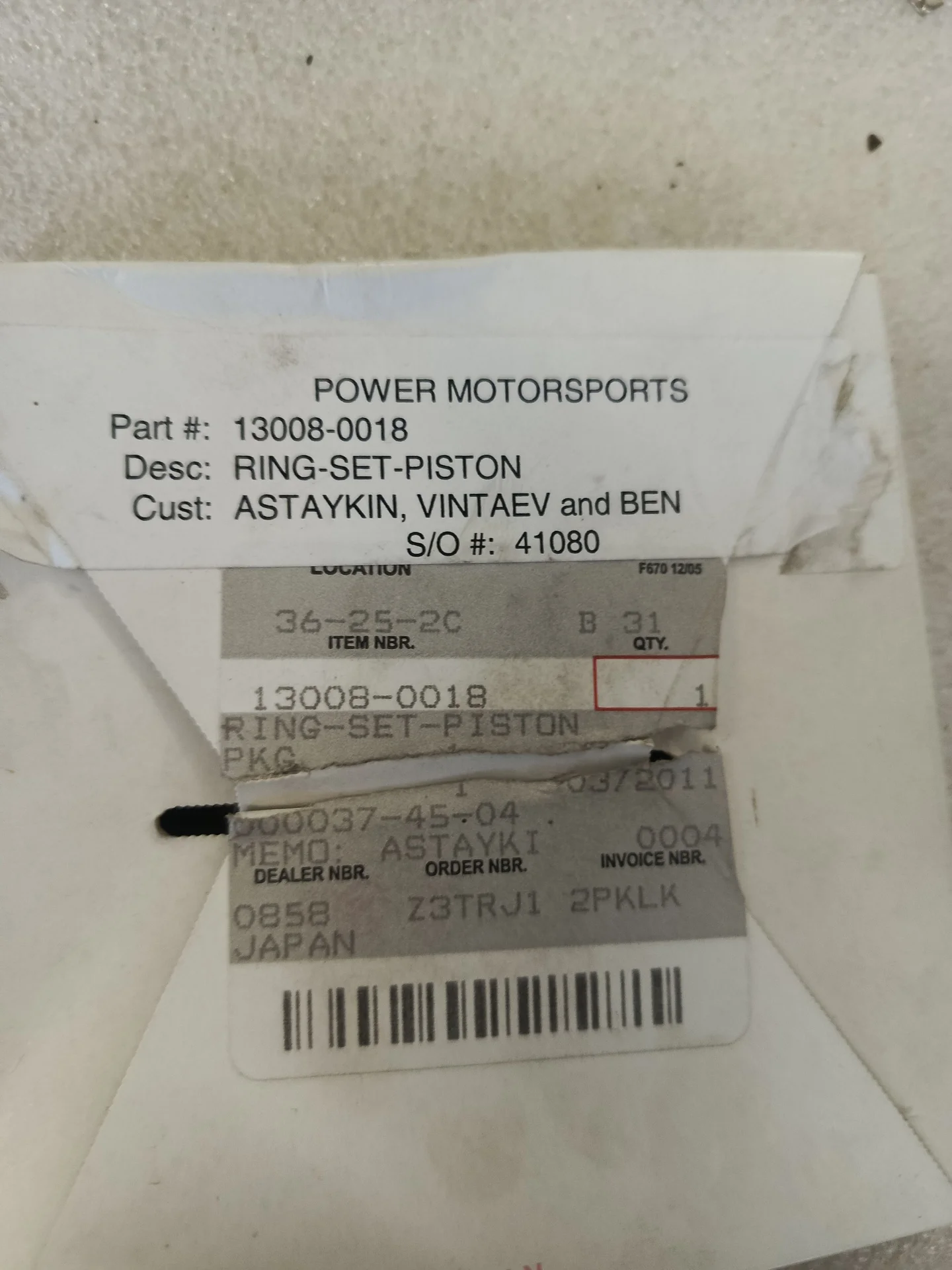 Кольца поршневые Kawasaki kx450f  06-11 - миниатюра 3
