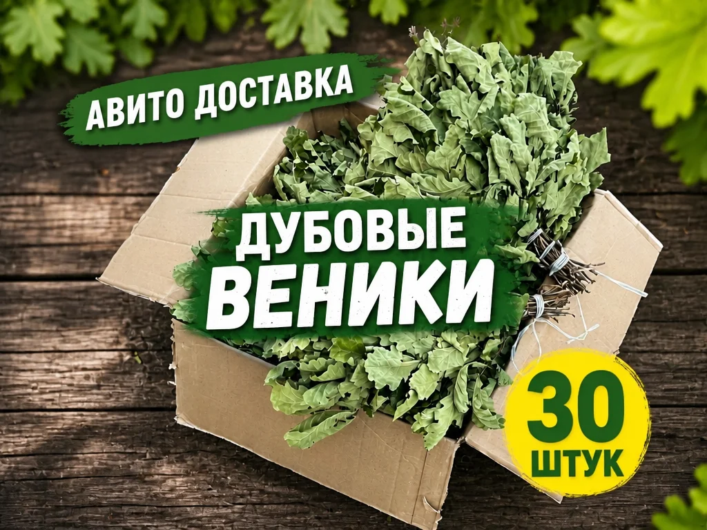 Веники для бани дубовые 30 шт коробка