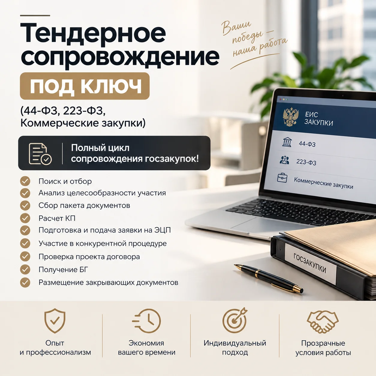 Тендерное сопровождение под ключ (44-ФЗ, 223-ФЗ) - изображение 1
