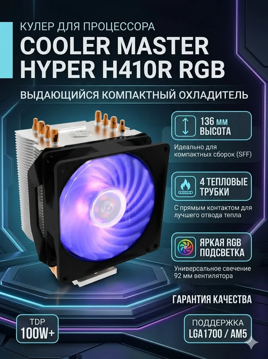 Кулер для процессора Cooler Master Hyper H410R RGB