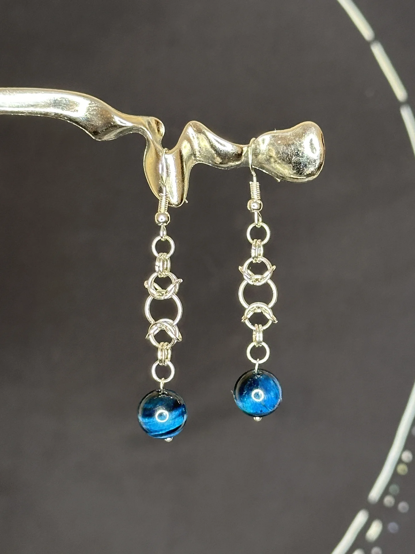 Серьги кольчужные с тигровым глазом - изображение 1