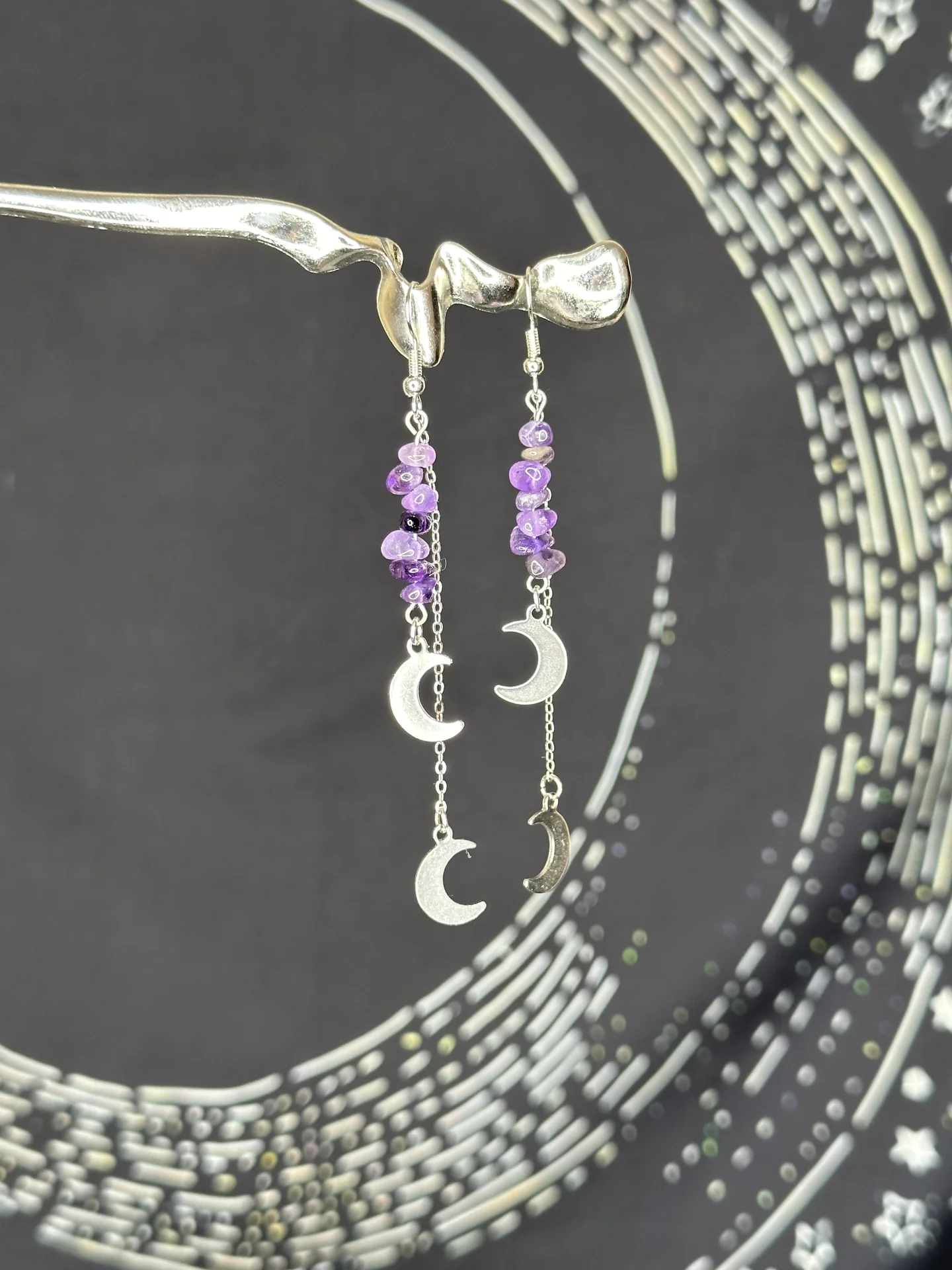 Серьги из на уральных камней с луной - миниатюра 5