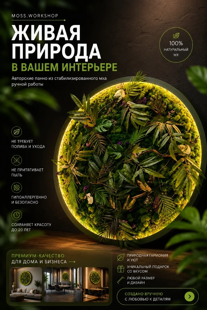Панно из мха картина из мха декор - миниатюра 6