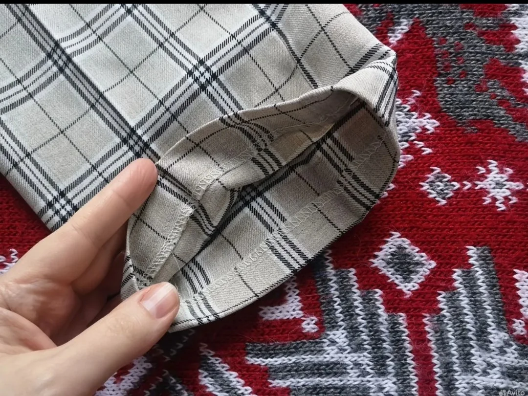 Брюки женские прямые в клетку - миниатюра 3