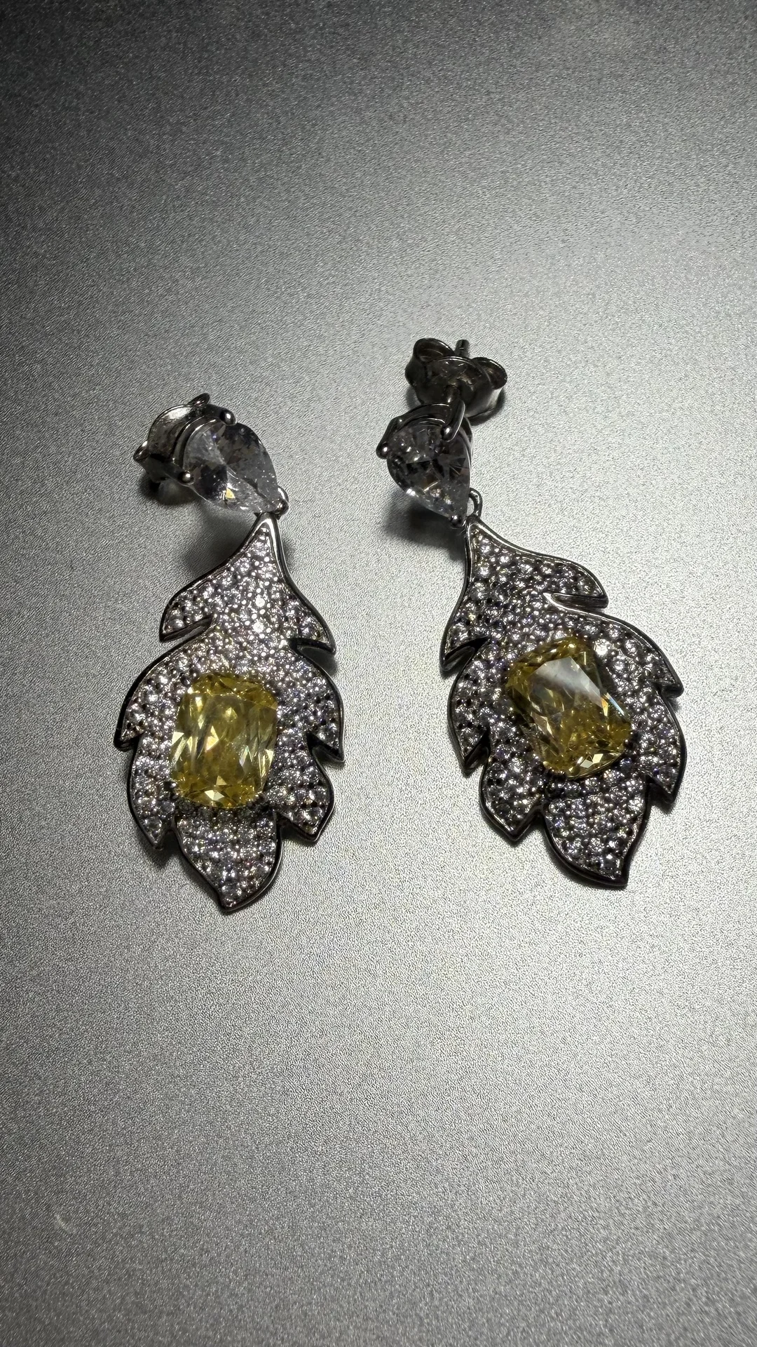 серьги серебро с желтым камнем - миниатюра 2