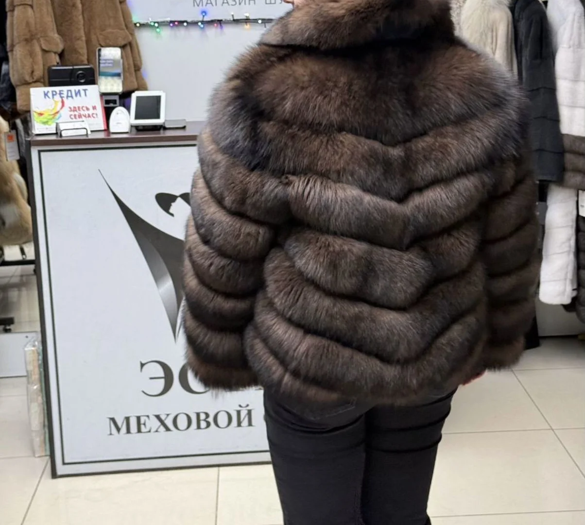 Шуба из натурального меха песца 48-50 - миниатюра 2