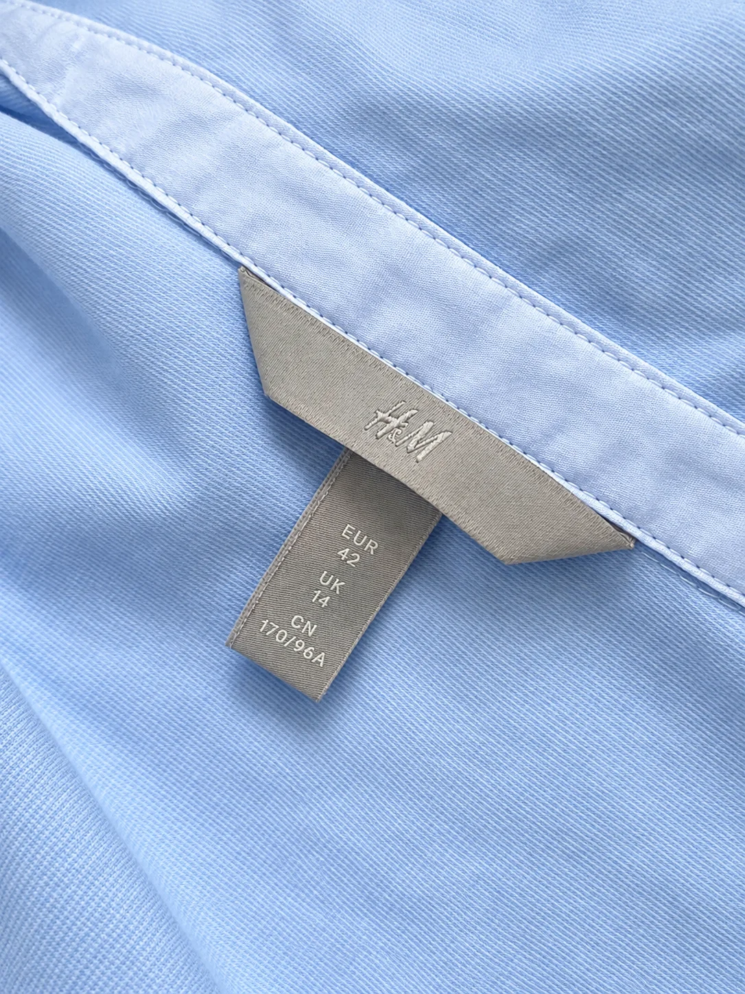 Голубая рубашка H&M, размер 42 - миниатюра 4