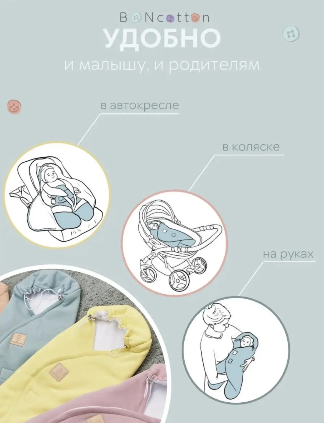 Комбинезон для новорожденных; конверт в коляску дл - миниатюра 11