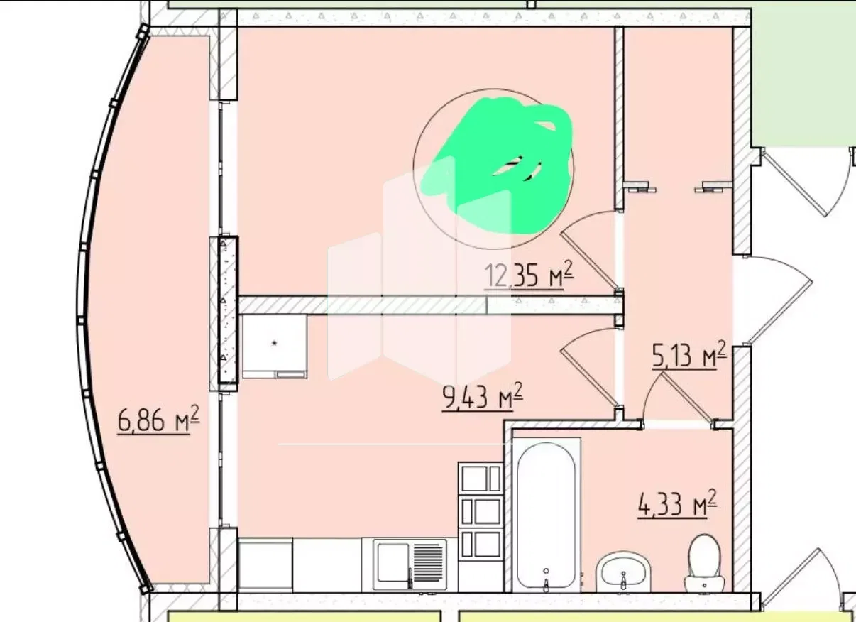 1-к квартира 37.9 м² в ЖК «Ривьера Парк» - миниатюра 15