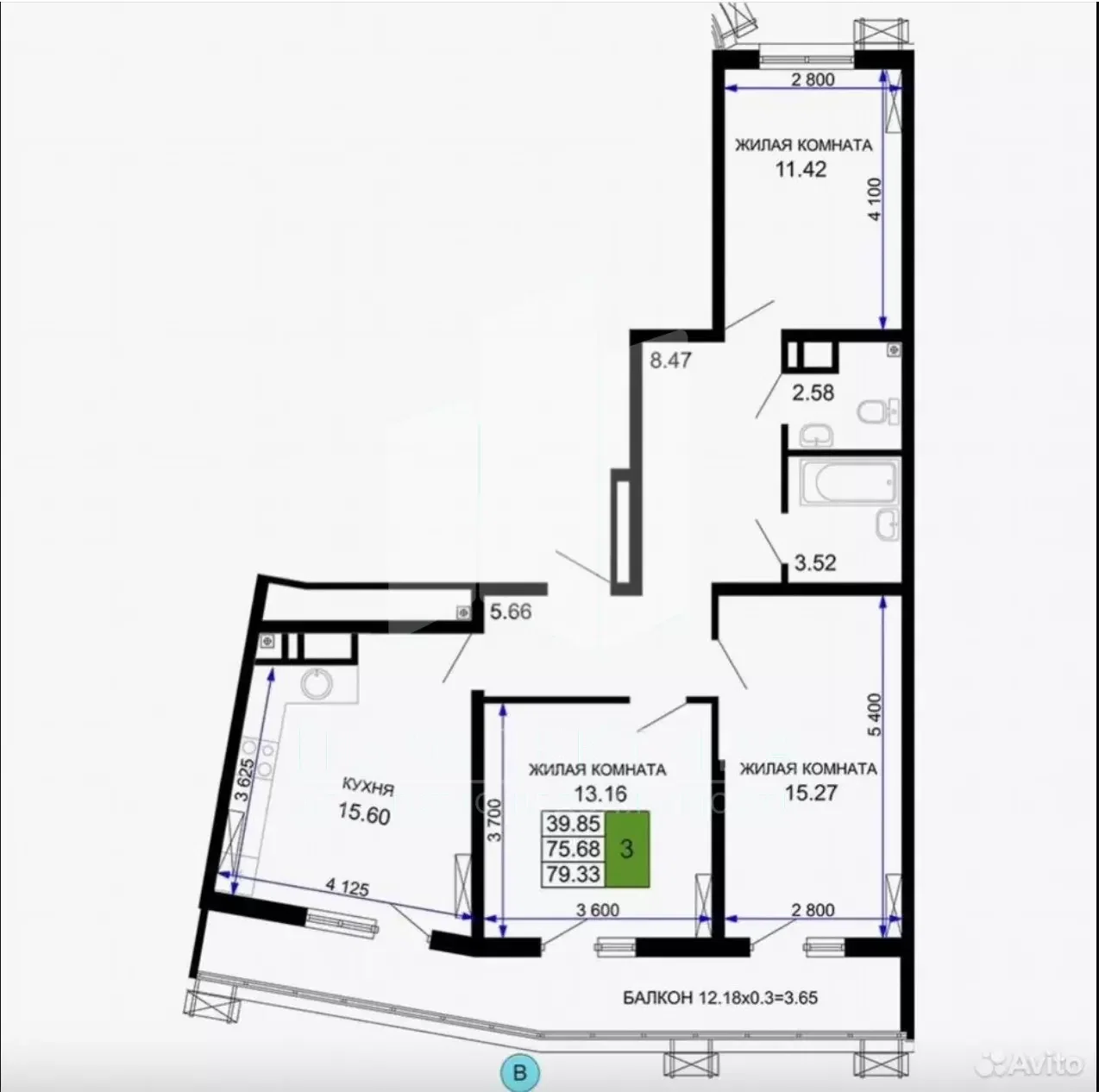 ПРОДАЮ 3к кв.75.2м - миниатюра 9
