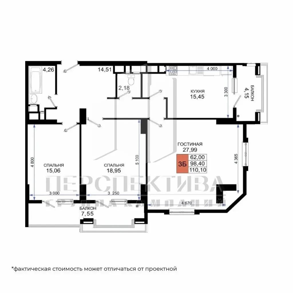3-комн, кв, 104 м2, 3/17 этаж - миниатюра 23