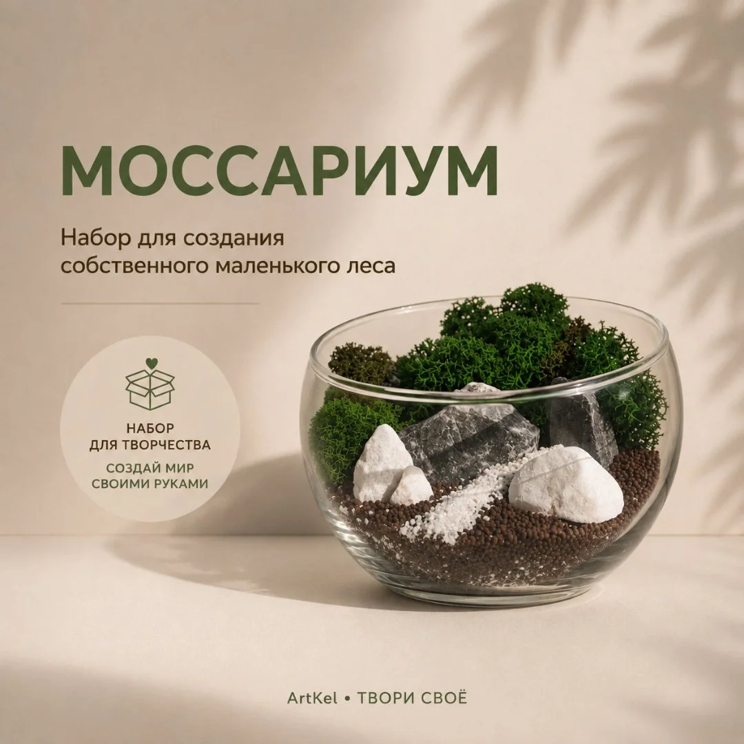 Набор для создания флорариума из стабилизированного мха