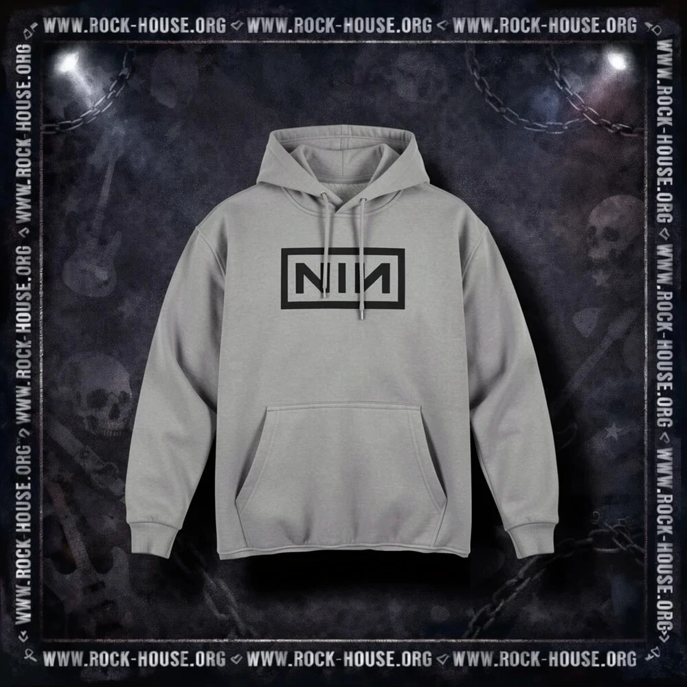 Толстовка NIN с логотипом, серая — новая, L