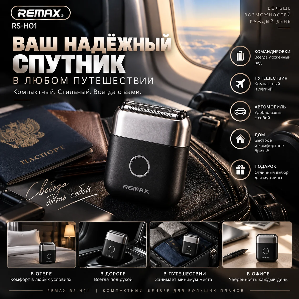 Электробритва мужская REMAX RS-H01, USB-C, IPX6 - миниатюра 7