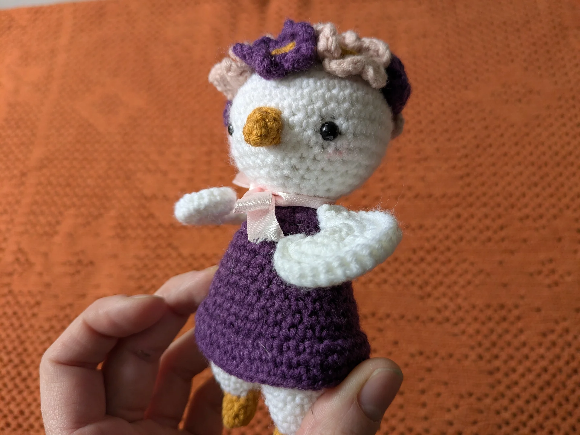 Игрушка Амигуруми Птичка в платье - миниатюра 6