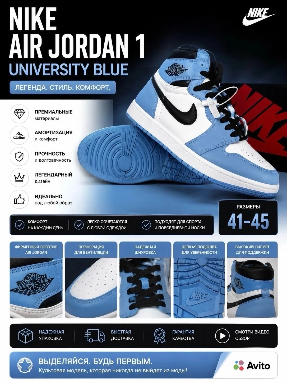 Кроссовки Nike Air Jordan 1 Retro High мужские