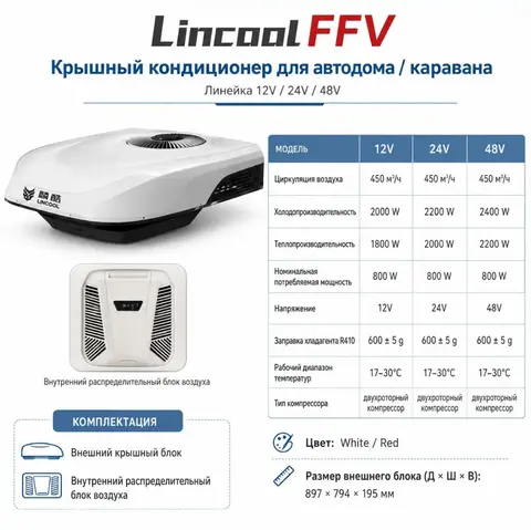 Кондиционер Lincool FFV 12V для автодома, накрышный