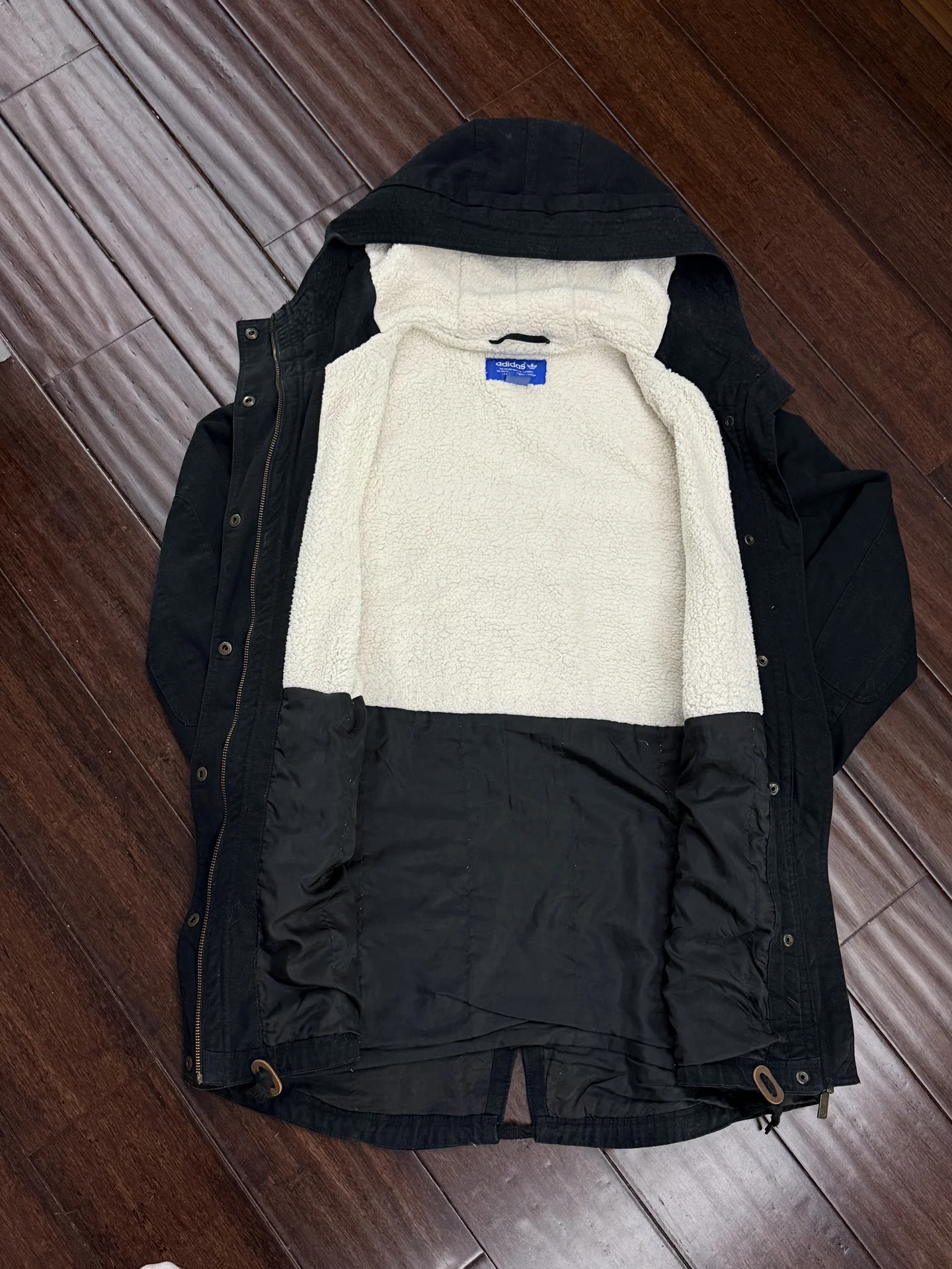 Парка Adidas Originals с меховой подкладкой, чёрна - миниатюра 3